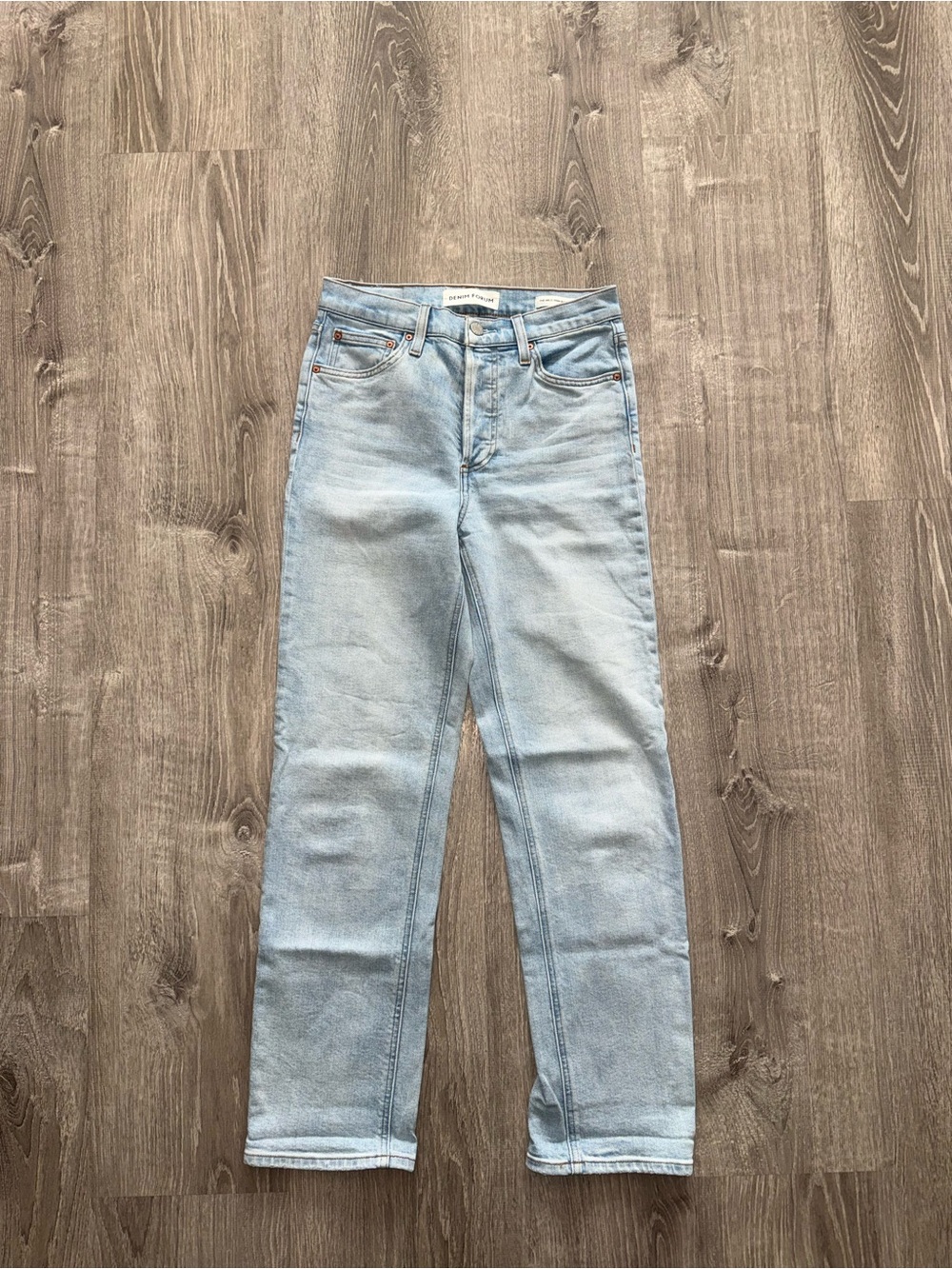 Denim Forum Light Blue High-Rise Straight Leg Jeans
